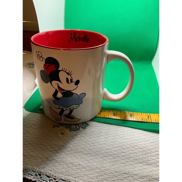Disney Minnie Mouse Mug "Michelle" Personalized 3.75" Tall Red Interior & Handle - Picture 4 of 7